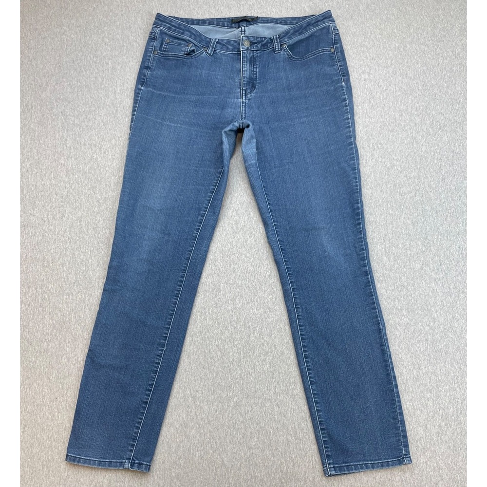 prAna Jeans Womens 14 / 32 Blue Cotton Blend Mid-Rise Regular Straight